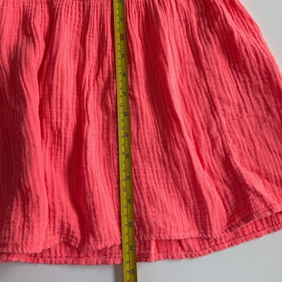 Honorine Giselle Ruffled Tiered Gauze Cotton Mini Dress Small S Neon Coral - Picture 5 of 9